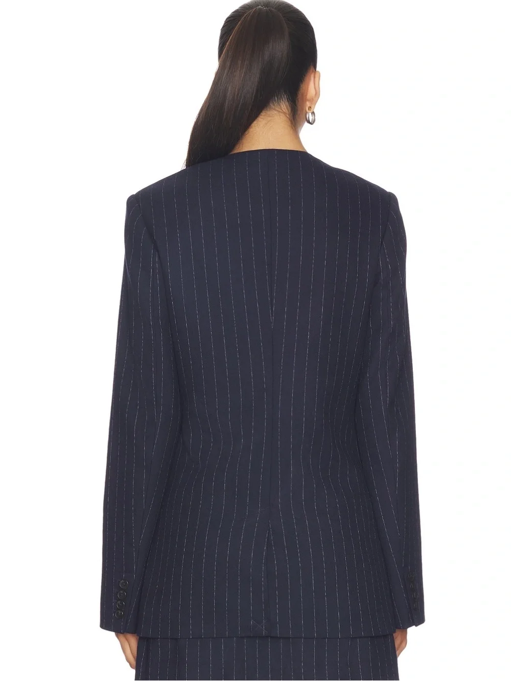 Favorite Daughter The Busy Woman Jacket in Navy Pinstripe